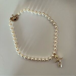 vivienne westwood one row pearl drop choker